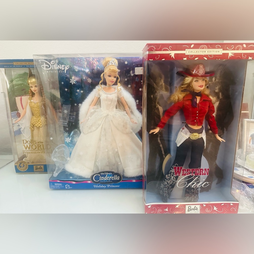 NIB, Set of 2,Collector Barbies, Cinderella, Princess Viking